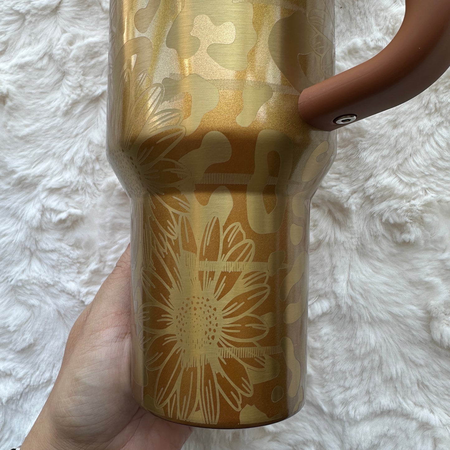 Daisy Cheetah - 40oz Quencher Copper Tinsel Ready To Ship